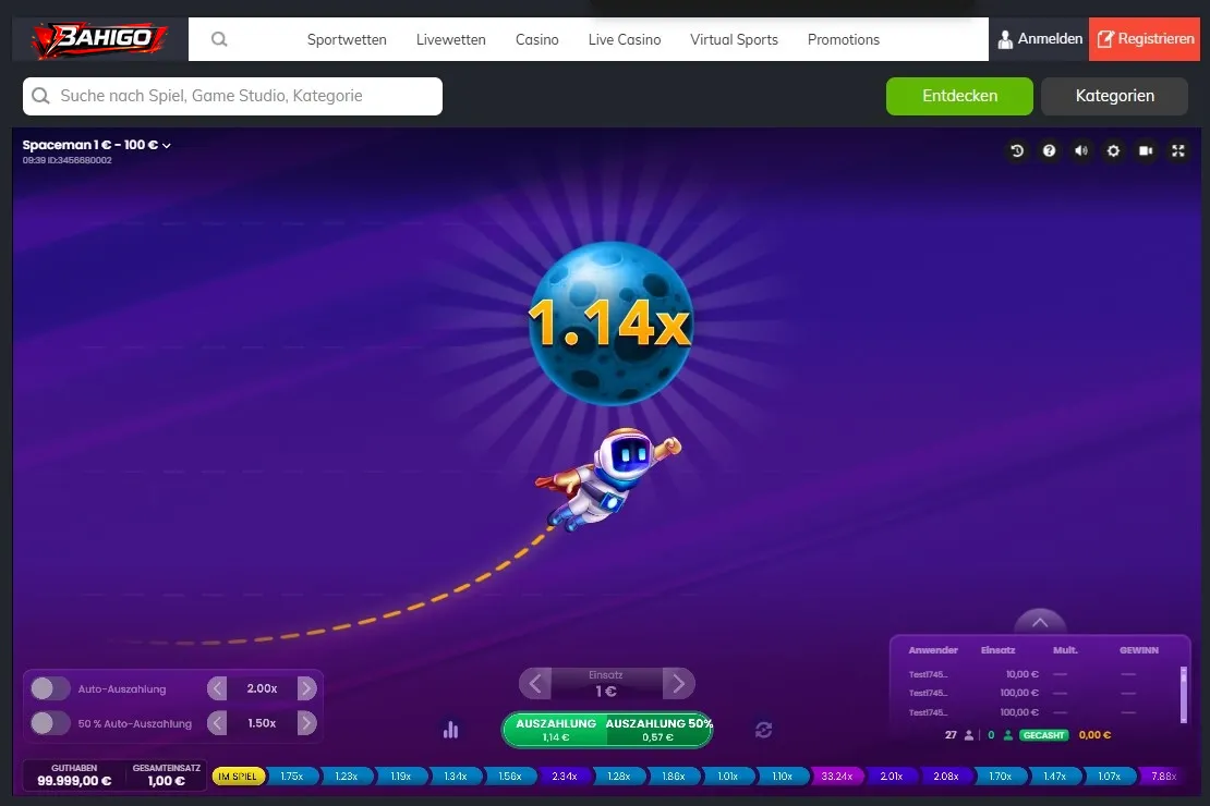 Crash-Minispiele mit Nervenkitzel bei Bahigo